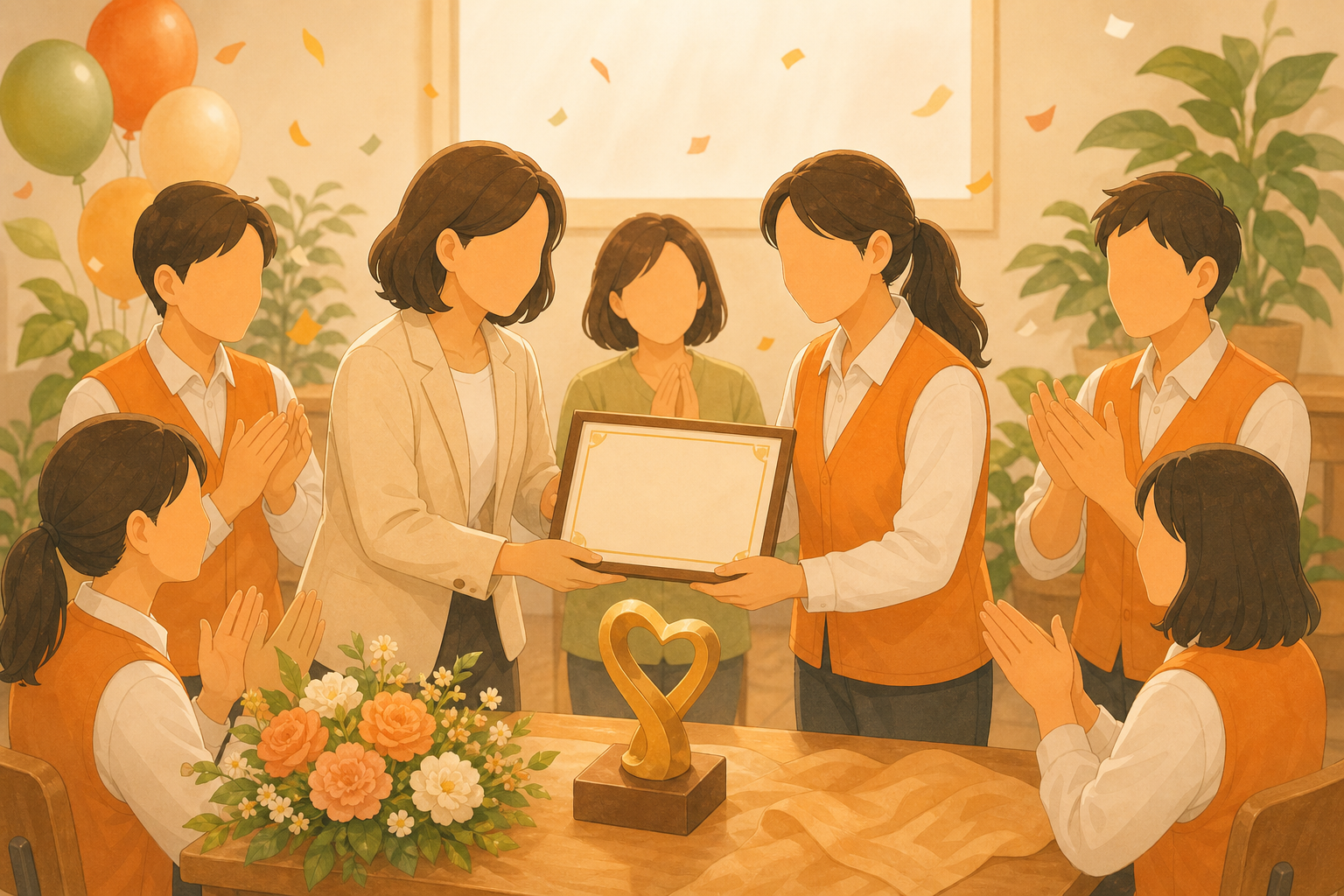基金會獲得社福機構表揚的柔和插畫